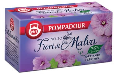 Pompadour 1913 Infusión de flor de malva hidratante y calmante con regaliz sin gluten - 1 x 20 bolsitas de té (30 gramos)