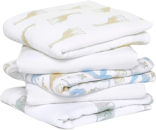 aden + anais Essentials, quadrati in mussola di cotone al 100%, panni multiuso per bambini e bambine, 60 x 60 cm, set ideale per neonati e bambini, regalo perfetto per la doccia, confezione da 5
