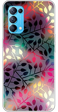 Xunlaixin Funda para OPPO Find X3 Lite con Protector de Pantalla, Carcasa Protectora Anti-arañazos, Suave TPU Silicona Transparente Delgada Caso Case - Hojas de Colores