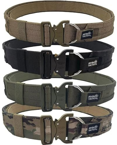 AYIN TACTICAL Quick Release Rigger MOLLE Belt - 1.5 inch Inner & 2 inch Outer, Heavy Duty, Black, Large/X-Large