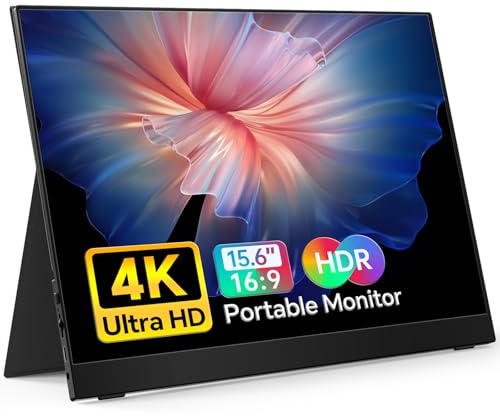 MNN 4K Portable Monitor 15.6 3840x2160 UHD USB-C HDMI Laptop Monitor, 100% Adobe RGB IPS Computer Gaming Display HDR Travel Monitor w/Speakers & Smart Cover for Laptop Xbox PS5 Switch PC Phone