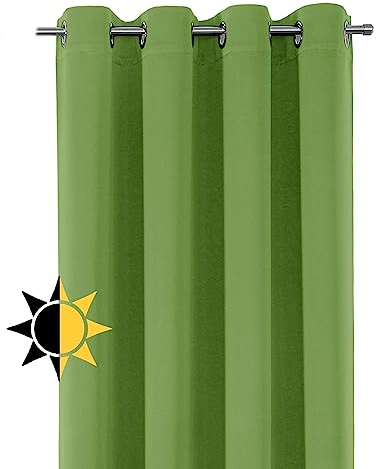 Verdunkelungsgardine mit Ösen, Blackout Ösenschal Blickdicht abdunkelnd, Größe und Farbe wählbar (Breite: 140 cm, Höhe: 175 cm, Apfelgrün)