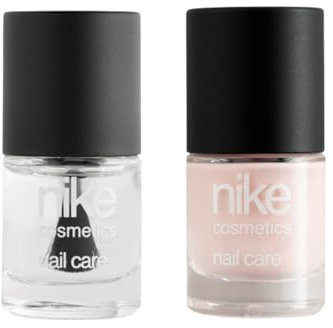 NIKECOSMETICS - Laca de Uñas Ballerina Kiss 8 ml + Top Coat 8 ml, Color Rosa Pálido, Transpirable, Efecto Brillante y de Larga Duración, Fácil de Aplicar, Secado Rápido, Fórmula Vegana