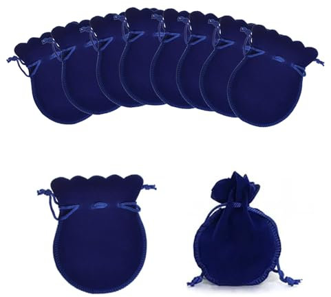 Spldsun 50 Pezzi Sacchetto Velluto, Sacchetti Regalo Piccoli Gioielli, Sacchetti Gioielli con Coulisse, per Riporre Gioielli, Monili, Caramelle, Piccoli Regali (7 X 9 Cm, Blu Tesoro)