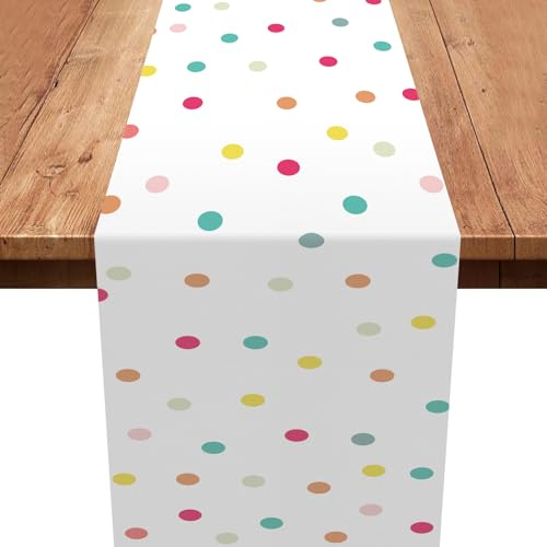 Tischläufer Geburtstag Bunte Punkte,Bunt Party Tischläufer Geburtstag Dekoration Tisch Deko für Kinder Mädchen Jungen Geburtstag Party Dekoration 180 x 35cm
