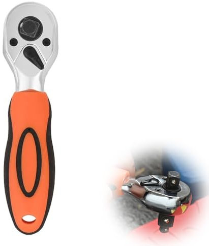 yoivkgo Llaves de Carraca 3 En 1, Resistente y Fácil de Usar, Llave Carraca Reversible de 72 Dientes, Mango de Trinquete de 1/4, 3/8, 1/2, para Reparación de Automóviles (color naranja)