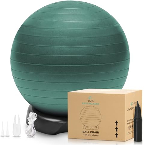 ENOVI EasyBalance Ballon de gymnastique Pezziball, avec socle et pompe, 65 cm, violet améthyste