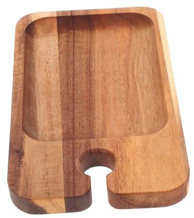 Holibanna Vassoio Accessori da Festa Piatto Cocktail con portabicchiere Piatti per antipasti di Vino Piatto da Cocktail Tagliere per Formaggi con portabottiglie di Legno Khaki