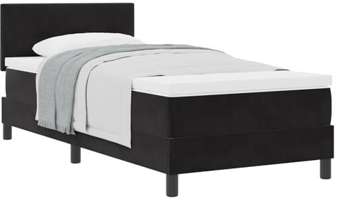 vidaXL Bäddfjäder med huvudgavel Svart 90 x 200 cm Sammet