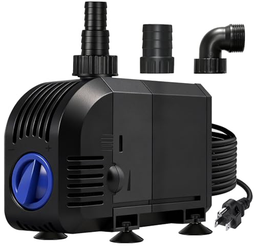 Coospider 520GPH Water Pump, Submersible Aquarium Pump, 6.6ft. High Lift, Quiet Pump with Dry Burning Protection for Aquarium, Statuary, Waterfall, Hydroponics, Fish Tank, Small Pond