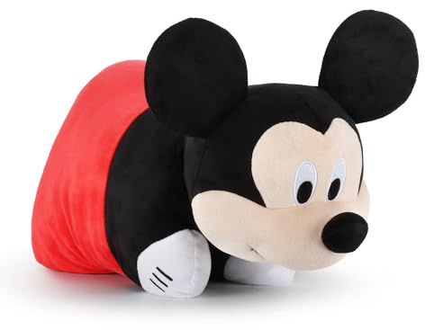 Disney Mickey Mouse 2-in-1 Plush Pillow Pal - Ultra Soft Multipurpose Cushion with Strap Closure, Huggable Plushie for Kids’ Bedroom, Trip, and Sleepovers
