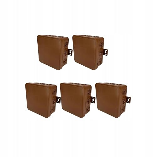 EDO Set 5x Caja de Superficie IP54 Hermética 75x75x41 mm Marrón, 12 Entradas, Flexible, sin Halógenos – Caja de Distribución con Salidas y Cierre “CLIC” Interior/Exterior