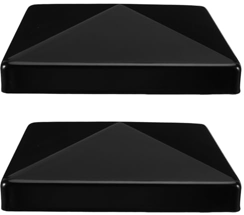 DOITOOL Lot de 2 Capuchons de Poteau Carré en Fer 5,5 Pouces Résistants aux Intempéries, Embouts Décoratifs Pyramidaux pour Clôture Extérieure et Portail de Jardin