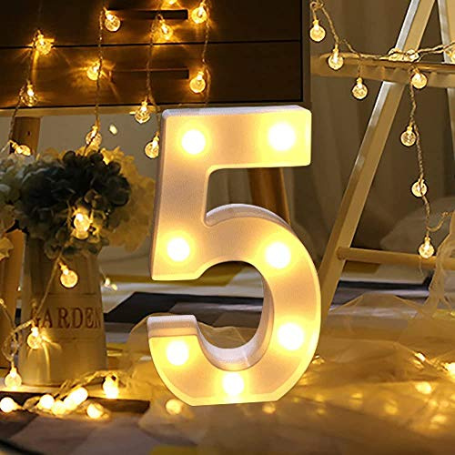 Guijiyi Number Light Sign Marquee Number Light Up Marquee 0-9 Digits Lights Sign for Night Light Standing for Home Party Bar Wedding Festival Birthday Decorations Xmas Gifts Decoration (5)