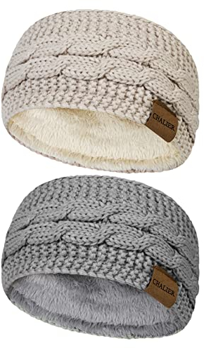 2 Pcs Winter Häkelarbeit Stirnband Damen Gestrickte Mädchen Frauen Stirnbänder Verdicken Haarband Ohrenwärmer Headwrap Kopfband Elastische Einkaufen Skifahren Laufen