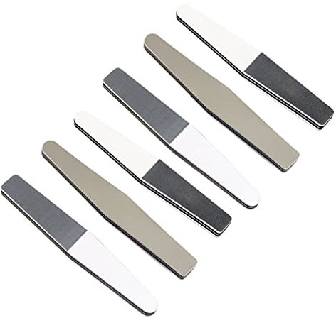 6 limas de uñas de tres caras herramienta de manicura pedicura para dar forma y suavizar las uñas de los dedos y los pies ( , blanco, gris)