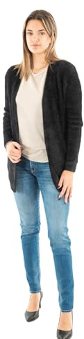 Morgan Gilet Long Maille Duveteuse Noir L