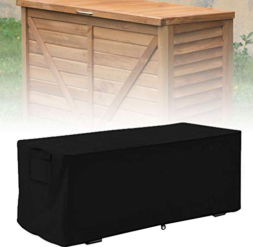 Garden Cushion Storage Box, Waterproof UV Proof Protective Cover for Outdoor Rectangular Table 123x62x55cm (Black)