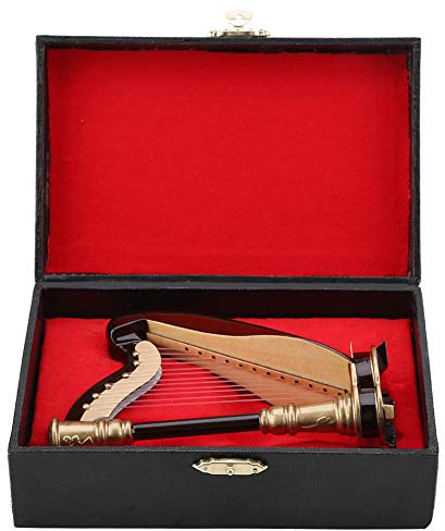 Replica di Arpa in Miniatura in Legno, Modello di Strumento Arpa in Miniatura Ornamenti per Regali Musicali con Custodia Regalo, Modello di Arpa in Miniatura Strumento Arpa in Legno Strumento Musicale