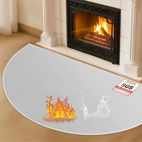 Hearth Rugs for Fireplaces Fire Resistant, 48 x 28 inch Fireproof Fireplace Mat Hearth Rug, Hearth Pads for Wood Stove Fireplace Indoor Outdoor, Protect Floors Carpets from Sparks Embers-Grey, 1mm