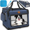 TRESKO® Hundebox faltbar inkl. Leckmatte, Spatel & Reflektoren S 50x34x34cm | Transportbox für Hunde und Katzen | Hundetransportbox Auto für kleine & große Hunde | Hundetasche robust Navyblau