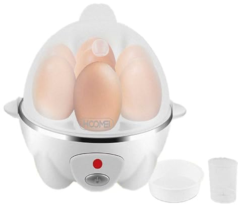 Cuociuova 350W da 7 Posti, Mini Bollitore Rapida per Uova con Misurino + Contenitore per frittata, Funzione di Spegnimento Automatico (Bianco Argento)
