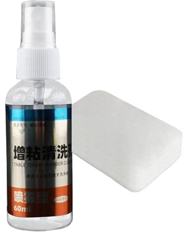 Poupangke Limpiador de Raquetas de Tenis de Mesa | Spray de Limpieza Antiestática para Mesa de -Pong 60 ML | Kit de Limpieza de Tenis de Mesa Portátil para Mantenimiento y Protección de