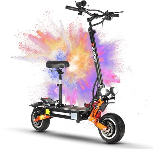 MetaMoov ZO01 Plus Electric Scooter Adults, 6000W Dual Motors Up to 58 MPH, 60 Miles Range 60V35AH Battery, 11 City Road Fat Tires, C-Type Full Suspensions E-Scooter with Seat & Steering Damper