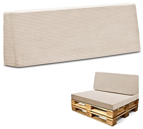 Coussin palette de jardin en mousse assise Coussin de dossier 120x40 cm - coussins exterieur et interieur gros oreillers pour d'assise canapé banc balcon banquette et terrasse Lincoln Beige