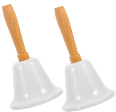 Ipetboom Campana de Metal para Restaurante y Bar, Timbre Manual de Hierro y Madera, 2 Piezas, Adecuado para Solicitud de Servicio y Enseñanza en Bodas