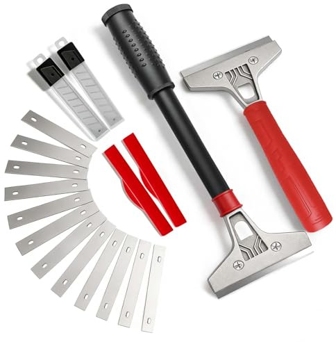 Qibivfo Set 2 Raschietti per Carta da Parati con 22 Lame SK5 (10 cm), Raschietto per Pareti, Vernice, Adesivi, Stucco, Colla Piastrelle e Pavimenti, Impugnatura Antiscivolo