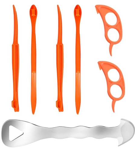 Orange Peeler Set,7-Piece Orange Peeler Tool Kit with 4 Long Handles, 2 Mouse-Shaped Peelers and 1 Stainless Steel Peeler, Durable Stainless Steel and Plastic Construction