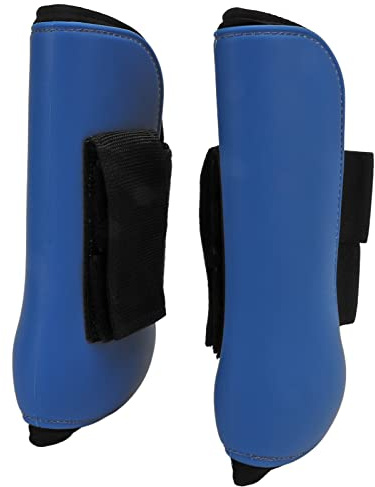 Yctze Guêtres de Cheval en Néoprène PU avec Sangles pour Saut et Entraînement équestre, Pattes Avant Bleues L (Pattes Avant Bleues Moyen : env. 17,6x16,2x10cm / 6,93x6,38x3,94)