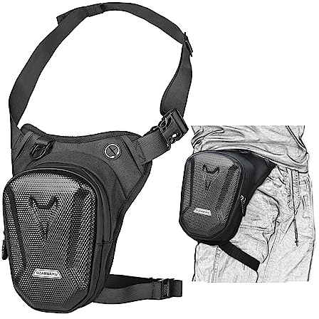 Sacoche de Jambe de Moto, Sac Banane de randonnée Moto Homme et Femme Sac Banane étanche à Coque Dure EVA Sac de Jambe de vélo Homme et Femme