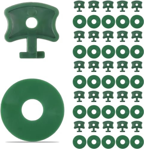 UICCVOKK Gewächshaus-Clips, Kunststoff, Grün, 100 Stück, Gewächshauszubehör, Aluminium-Gewächshaus, Befestigungsclips und Unterlegscheiben, Drehclip, 50 x Clips, 50 x Unterlegscheiben