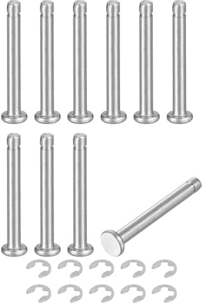sourcing map Set di 10 anelli di posizionamento per albero cilindrico M3 x 25 mm, in acciaio inossidabile 304, perno di posizionamento cilindrico a testa piatta con anello di fissaggio con clip E