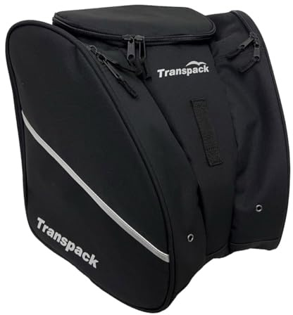 TRANSPACK Edge Junior+ 38L Water-Resistant Padded Multi-Compartment Ski/Snowboard Boot Helmet Goggles & Gear Backpack Bag, Black