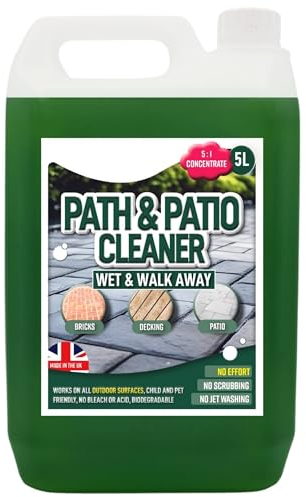 5 Litre Patio & Path Cleaner Fluid Green Staining Remover Cleaning Solution Ideal for Patios, Paths & Driveways (1 x 5 Litre)