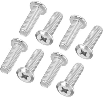 PATIKIL Tornillos de Cabeza Plana Redonda 8 Piezas M8-1.25 x 25Mm Tornillos de Encuadernación de Acero Inoxidable 304 18-8 Rosca Completa Tornillo de Máquina de Accionamiento