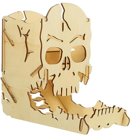Abaodam Torre Di Dadi Decorativa Per Giochi Di Ruolo Con Teschio in Legno Per Intrattenimento Al Chiuso Distributore Di Dadi Portatile
