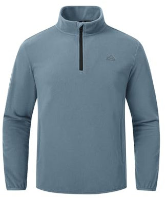 donhobo Herren Fleecepullover 1/4 Zip Warmes Microfleece Sweatshirt Leichte Atmungsaktiv Fleece Jacken Herbst Outdoor Running Golf Sportshirt (Grau blau, M)