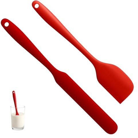 Tunn silikonspatel, silikonskrapa, silikonskrapa burkar, 315 ℃ värmebeständig flexibel glas tunt långt handtag skrapa såser, omrörning, 1 x silikonskrapa