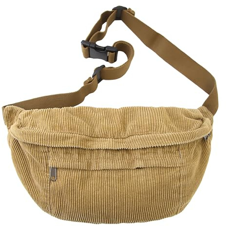 Micmores Sac Banane Femme Grand Format Tendence, Sac à Bandoulière Réglable - Sac Ceinture de Voyage pour Randonnée, Escalade, Festival (Cachi)
