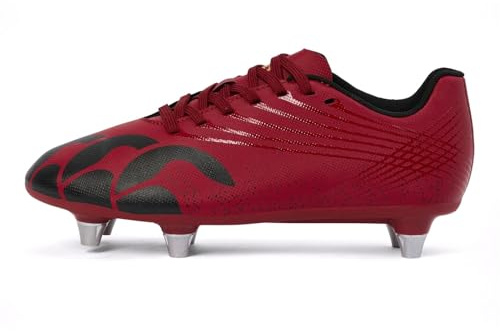 Canterbury Junior Unisex Stamped Ground Break Team Soft Ground Rugby Boots Red Dahlia Size UK 3