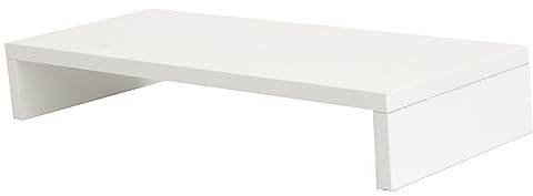 SHINEOFI Support Écran Surélevé Blanc pour Bureau Pc Rangement Multifonctionnel Sous Moniteur Élévateur pour Écran Dordinateur Organiseur de Bureau Moderne et Robuste