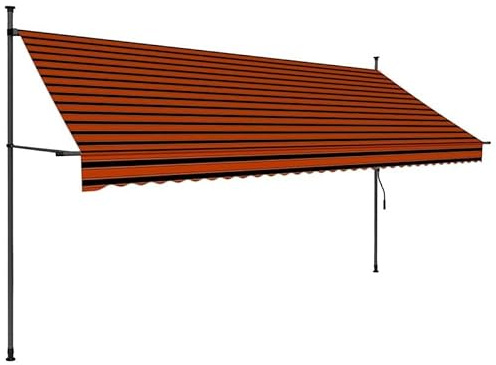 Infällbar markis med 350 cm handdriven – perfekt solskydd för terrass och balkong – 100 % polyester med PU-beläggning och stålram – robust och väderbeständig