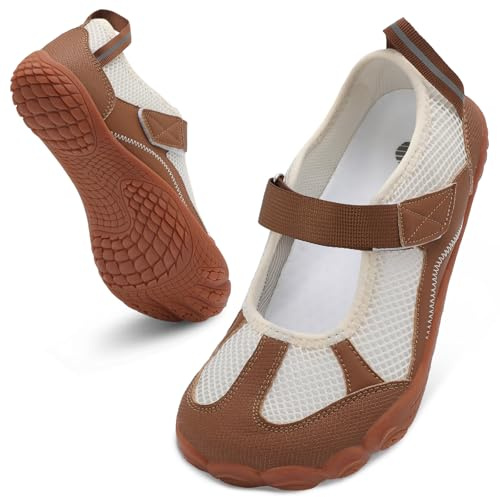 BARERUN Womens Water Shoes Aqua Swim Shoes for Women Sports Quick Dry Barefoot for Boating Fishing Diving Surfing Beach Weight Lifting Water Sandals for Woman Brown Size 7.5 Wide