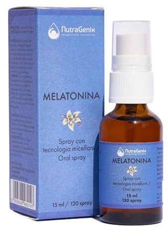 NutraGenix – Melatonina Spray Orale Micellare – Integratore Liquido con Melatonina – Made in Italy, Vegano, Senza Glutine e Lattosio – 15 ml, 120 Spray