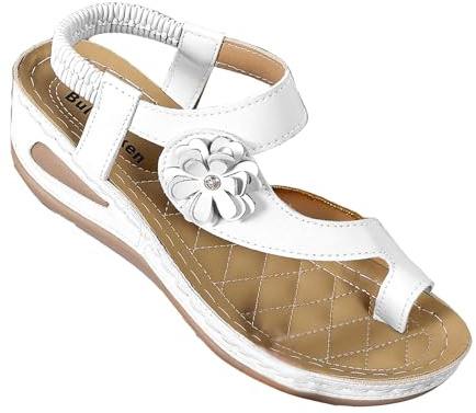Genérico Sandalias Mujer, Sandalias Con Los Dedos De Los Pies En El Talón De La Mujer, Sandalias Con Tacón Cuña Y Dedos Separados, Versátil Y Transpirable, Fresco Para Ocasiones Informales Blanco 41