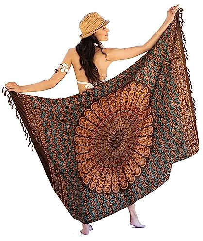 NELUHA Sarong damduk från Indonesien – XXL strandhandduk för knytning med saronghållare – omlottkjol, omlottduk, höftduk och pareo, 200x150cm